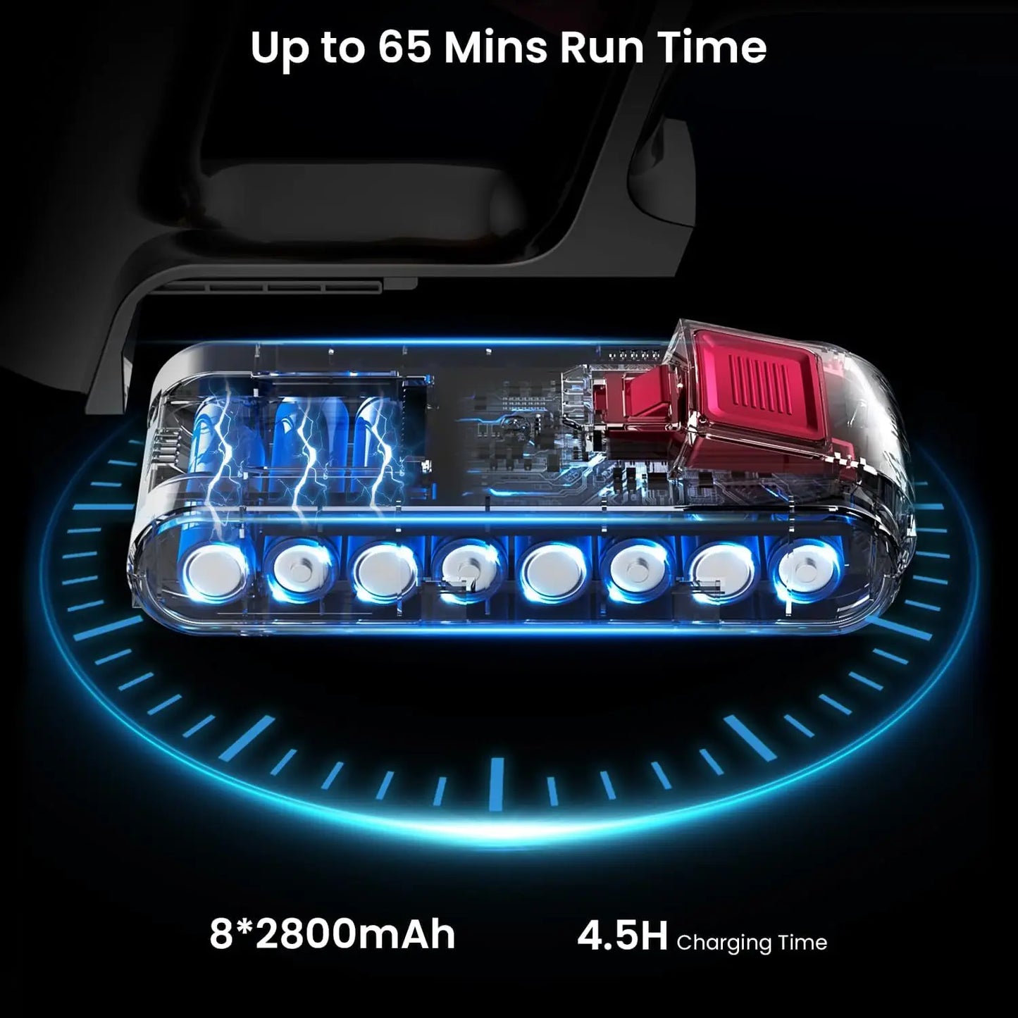550W Cordless Vacuum Cleaner - 45KPa Suction, 65 Min Runtime, Low Noise, LED Screen, Wall Mount Charging for Home