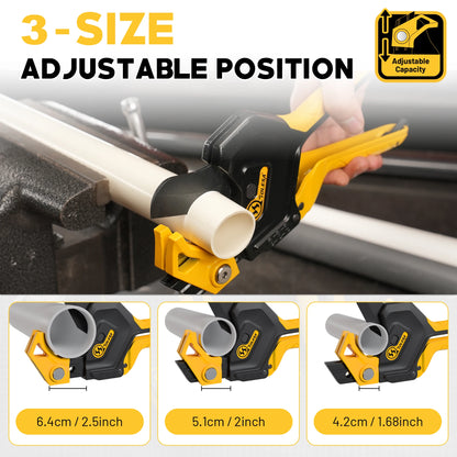 TOLESA 3-Gear Adjustable PVC Pipe Cutter - Ratchet Tool for PVC, PPR, PE & PEX up to 2-1/2"