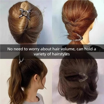 Rhinestone V-Shaped Hair Claw Clip - High Ponytail & Bun Styling Accessory