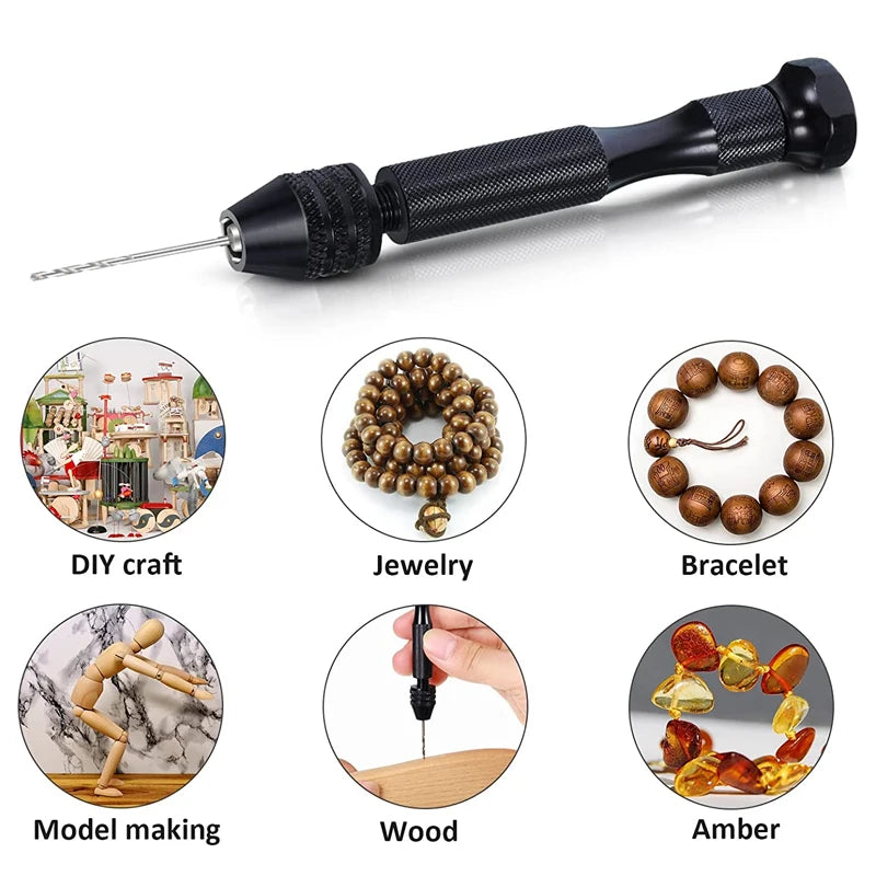 Micro Mini Pin Vise Hand Drill Set – Precision Twist Bit Rotary Tool for DIY Crafts, Jewelry, Resin & PCB Work
