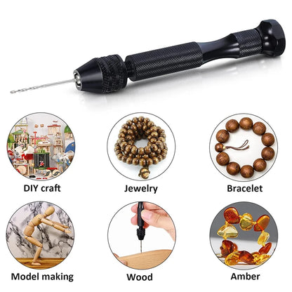 Micro Mini Pin Vise Hand Drill Set – Precision Twist Bit Rotary Tool for DIY Crafts, Jewelry, Resin & PCB Work