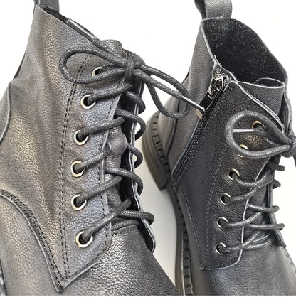 Careaymade 100% Genuine Leather Wide Casual Women’s Short Boots – Big Size, Handmade Men’s Wool Boots
