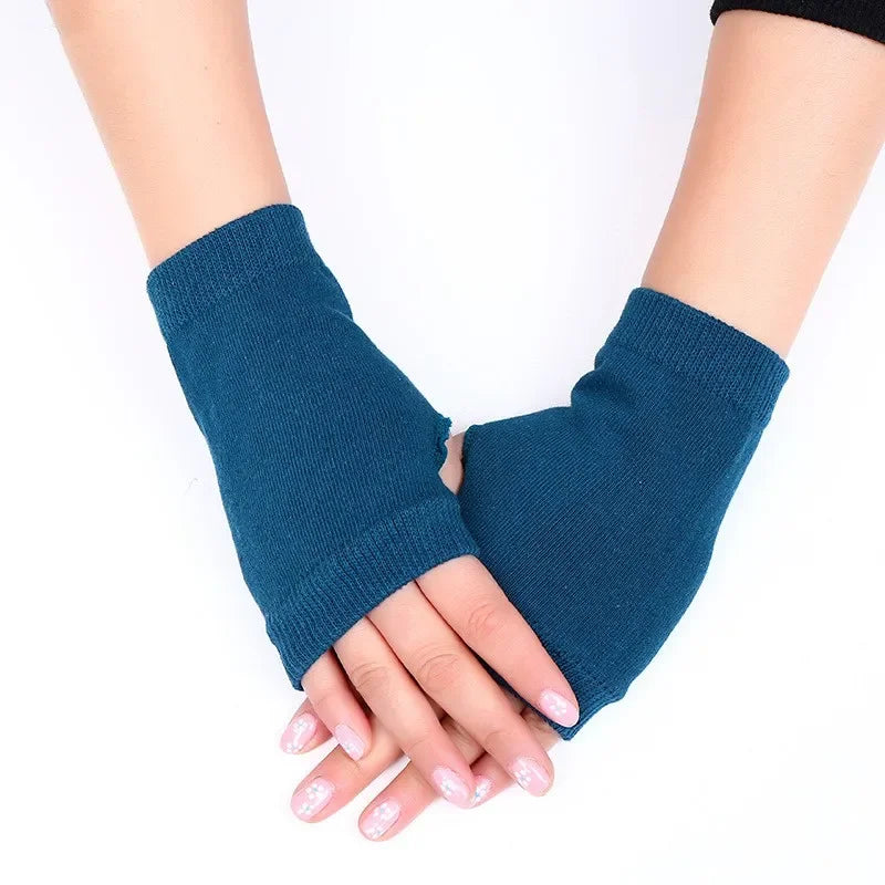 Knitted Thermal Fingerless Gloves for Men & Women – Thick Warm Wool Half Finger Touchscreen Winter Driving Mittens