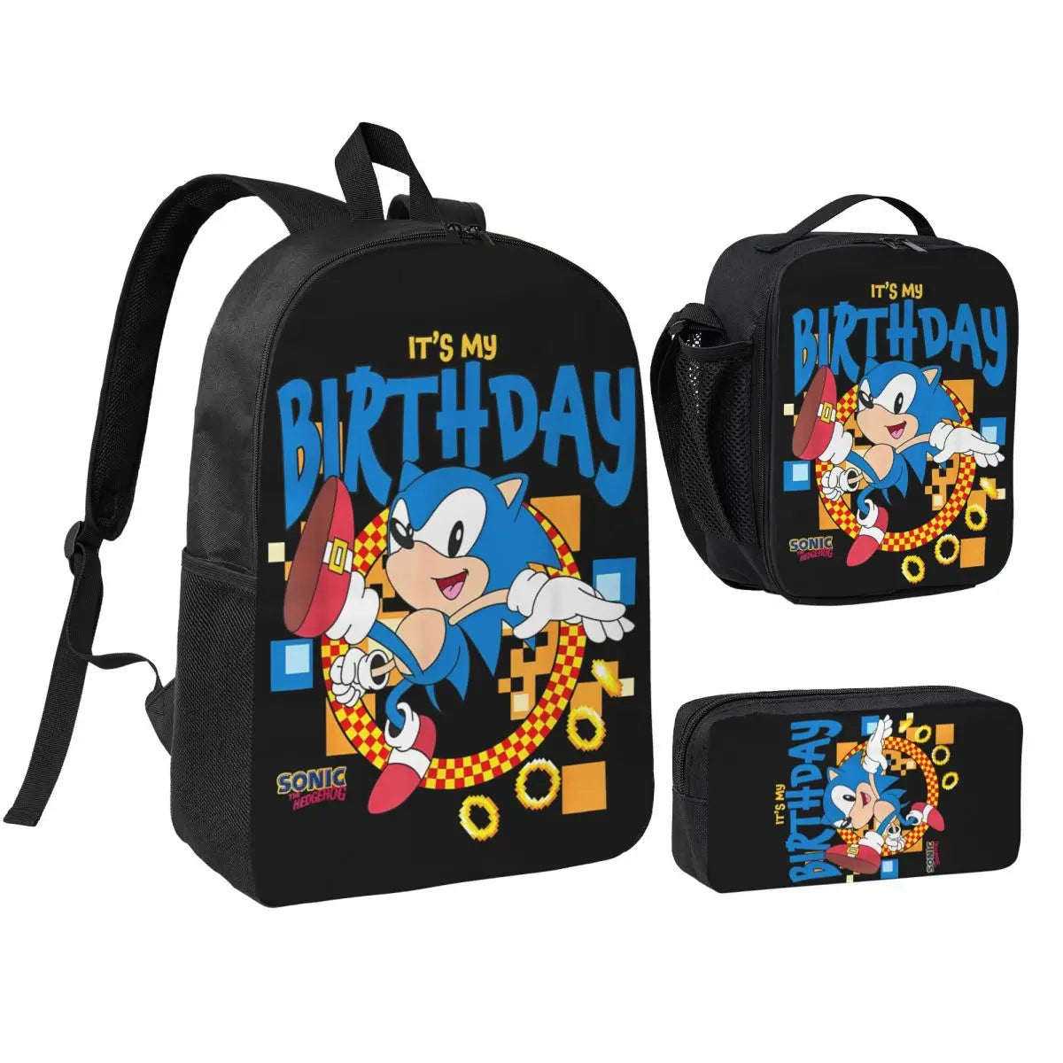 3-Piece Student Backpack Set - Cartoon School Bag with Lunch Bag and Pencil Case