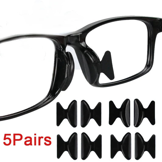 5 Pairs Silicone Anti-Slip Eyeglass Nose Pads – Butterfly Style Nose Rest with Height Lift & Comfort Support for Glasses