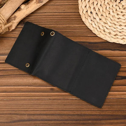 Men’s Genuine Leather Short Wallet with Chain – Trifold Zipper Clutch, Card Holder & Coin Purse