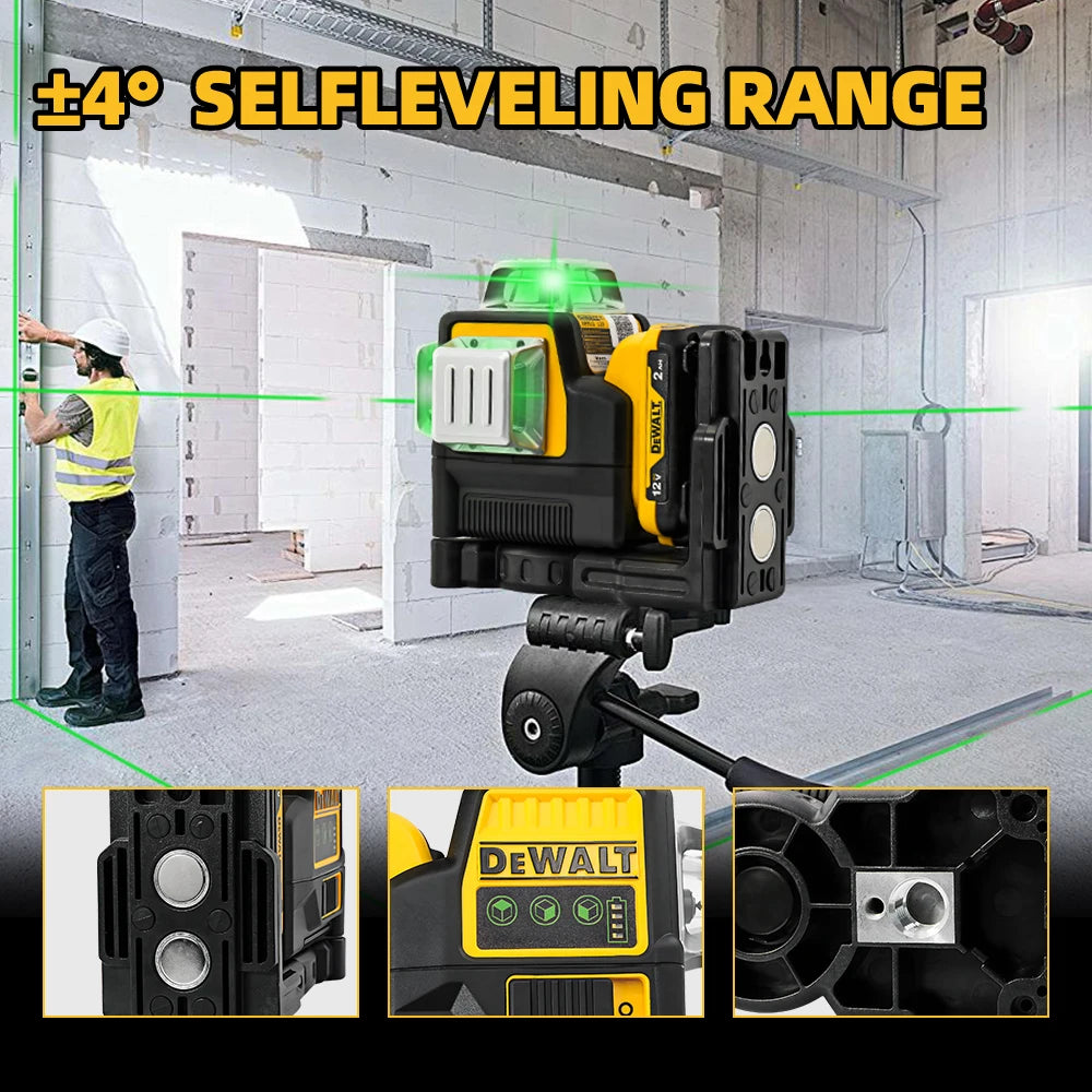 Dewalt DW089LG Laser Level – 12-Line 360° Vertical Laser with 12V Lithium Battery for Outdoor Use