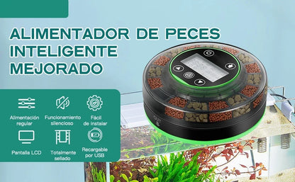 Automatic Fish Feeder for Aquarium – Rechargeable Food Dispenser with Timer, LCD Display & USB Cable