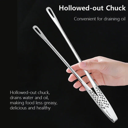 Long Stainless Steel Kitchen Tongs - Non-Slip Heat-Resistant BBQ Grill, Steak & Cooking Utensil Tool