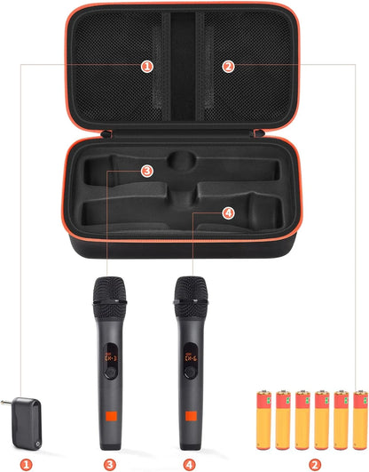 Portable EVA Wireless Microphone Carrying Case – Compatible with JBL Dual Mic System for Travel, Camping & Trips