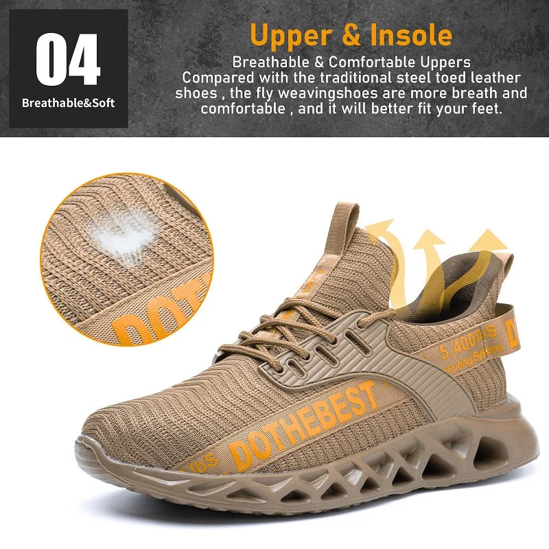 Steel Toe Safety Shoes for Men & Women – Lightweight Puncture-Proof Work Sneakers, Unisex Construction Boots
