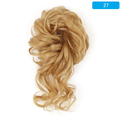 AZQUEEN Messy Bun Hair Extension – Synthetic Curly Wave Chignon Scrunchie, Elastic Band Updo Hairpiece for Women