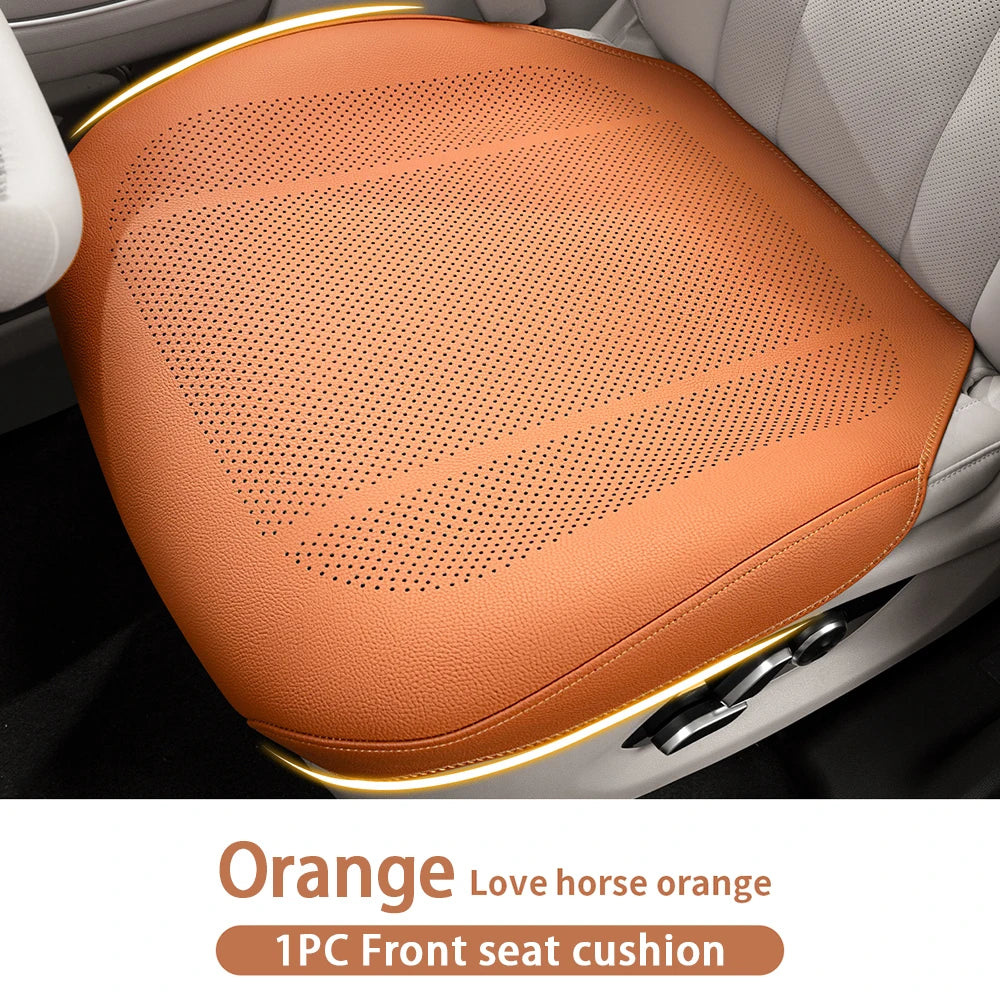 Universal Leather Car Seat Cushion - Breathable Perforated Four-Season Seat Cover