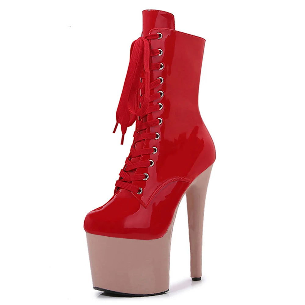 SDTRFT Women’s 17cm Platform Stiletto Ankle Boots - Thin High Heels Patent Leather Party & Wedding Shoes