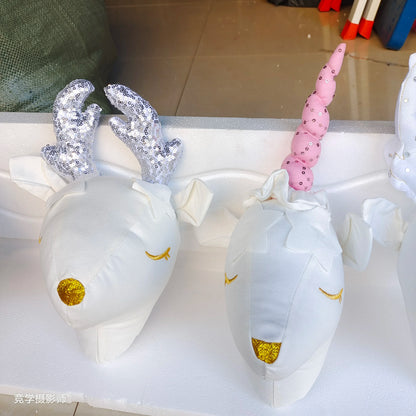 Handmade 3D Felt Animal Heads — Elephant & Swan Wall Hanging Decor for Nursery & Kids’ Bedroom