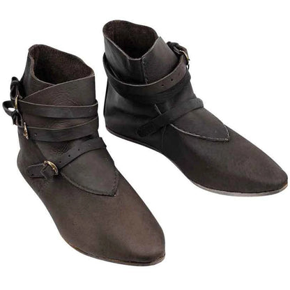 Retro Viking Pirate Leather Boots - Medieval Pointed Knight Cosplay Shoes for Men