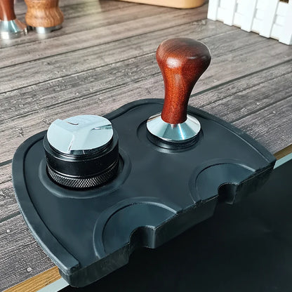 High Quality Silicone Espresso Tamper Mat – Slip-Resistant Rubber Corner Pad (No Tamper Included)