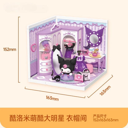 Sanrio Building Block Set Kuromi My Melody Cartoon Room Assembly Model Toy Collection Decorative Gift for Kids & Fans