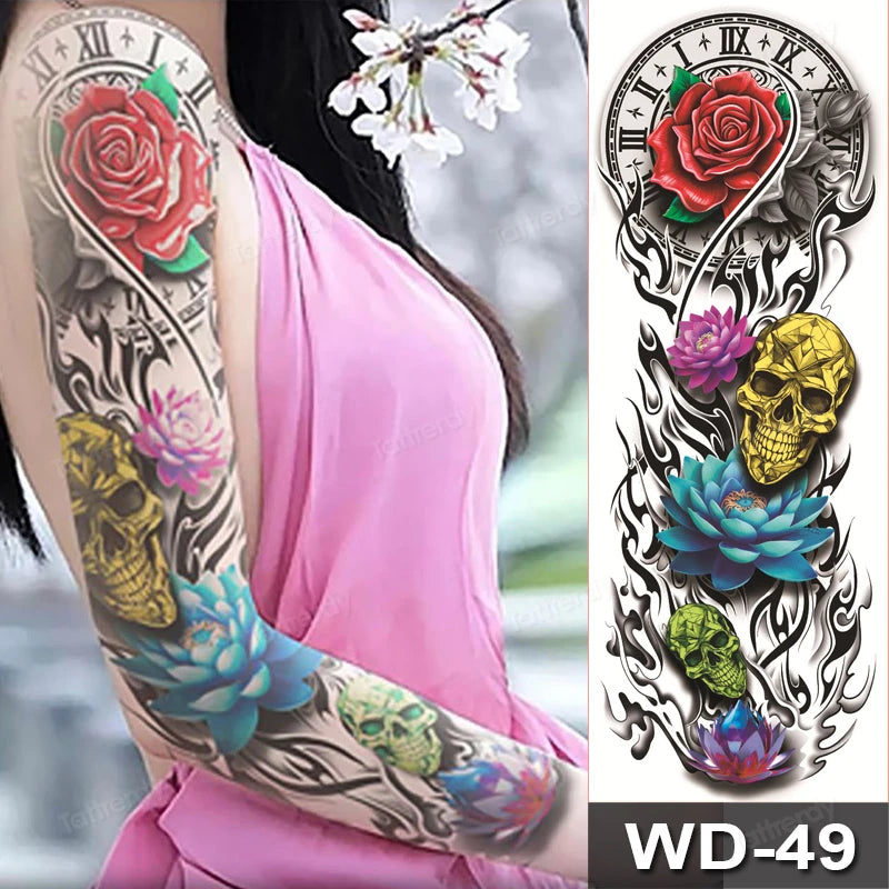 Large Temporary Leg Tattoos for Women - Sexy Animal & Anime Skull Water Transfer Body Art Stickers