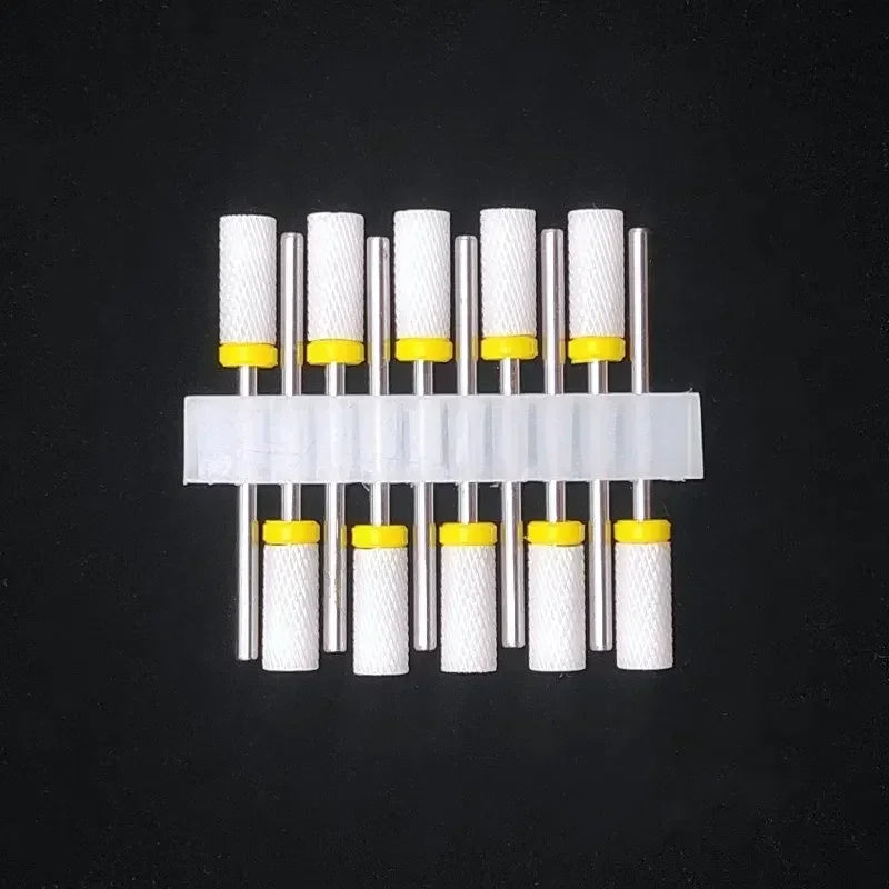 10PCS Ceramic Nail Drill Bits - Rotary Milling Cutters for Gel Polish Removal & Nail Grinding Machine Accessories