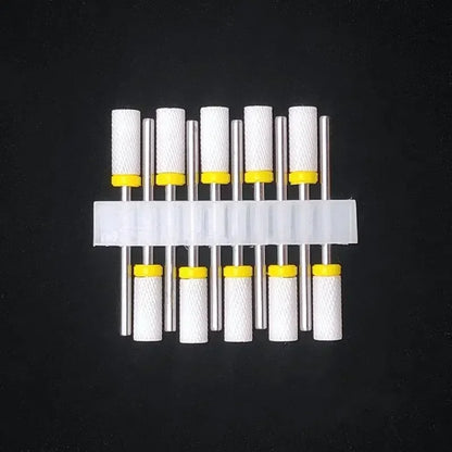 10PCS Ceramic Nail Drill Bits - Rotary Milling Cutters for Gel Polish Removal & Nail Grinding Machine Accessories