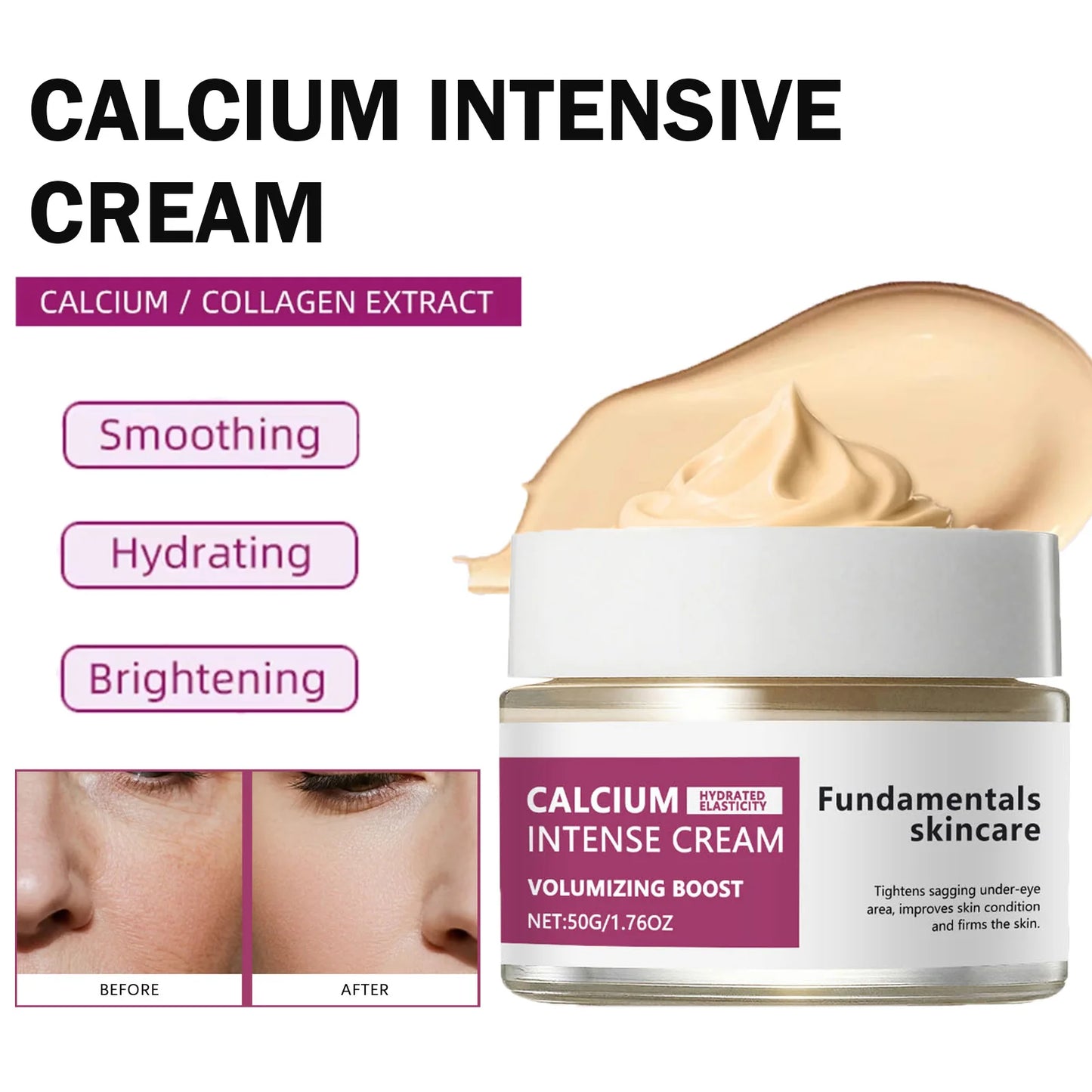 Calcium Intense Face Cream – Skin Tightening & Firming Moisturizer, Improves Elasticity, Lifts Sagging Skin & Deep Nourishing Facial Care Cream