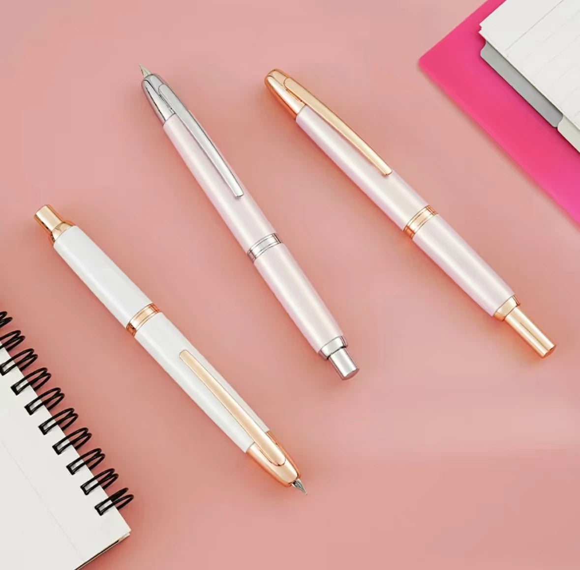 JINHAO 10 Metal Pearl Blue Fountain Pen – EF/F Nib, Pattern Design | Ink Pens for School, Office & Gifts
