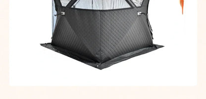 Outdoor 3-4 Person 4-Season Sauna House – Thickened Winter Ice Fishing Tent with Large Window & Chimney Mouth, Quick Open & Portable