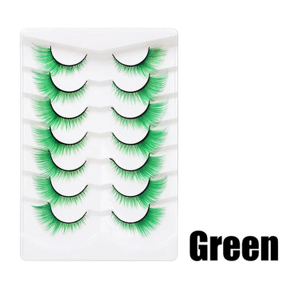 Colorful Halloween False Eyelashes – Blue, Red & Pink Cosplay Fake Lash Extensions for Makeup Looks