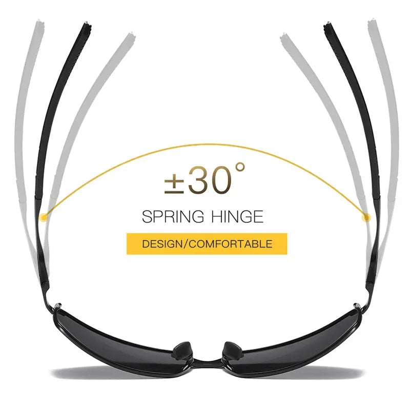 Photochromic Men’s Polarized Sunglasses – Metal Square Frame, UV400 Driving & Outdoor Sports Cycling Glasses