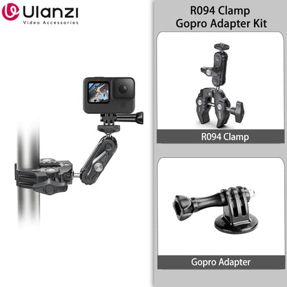 Ulanzi R094 Metal Super Clamp with 360° Ball Head Magic Arm, 1/4" & 3/8" Holes for DSLR Camera, Monitor, Light, Mic, and Rod Mount