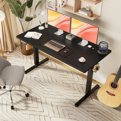 Electric Standing Computer Desk – Height Adjustable Ergonomic Workstation with Metal Frame for Home or Office