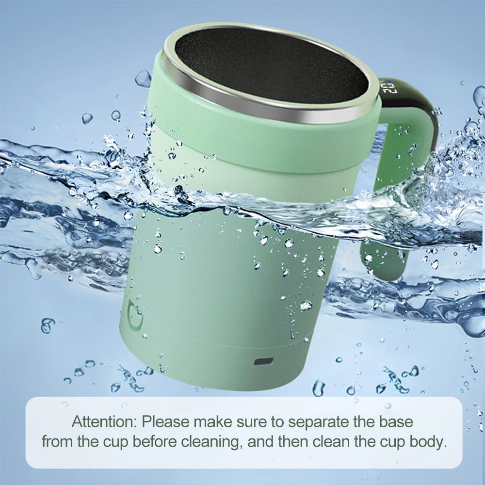 Automatic Rechargeable Electric Coffee Cup Stirrer – Stainless Steel Magnetic Self-Stirring Mug with Detachable Base