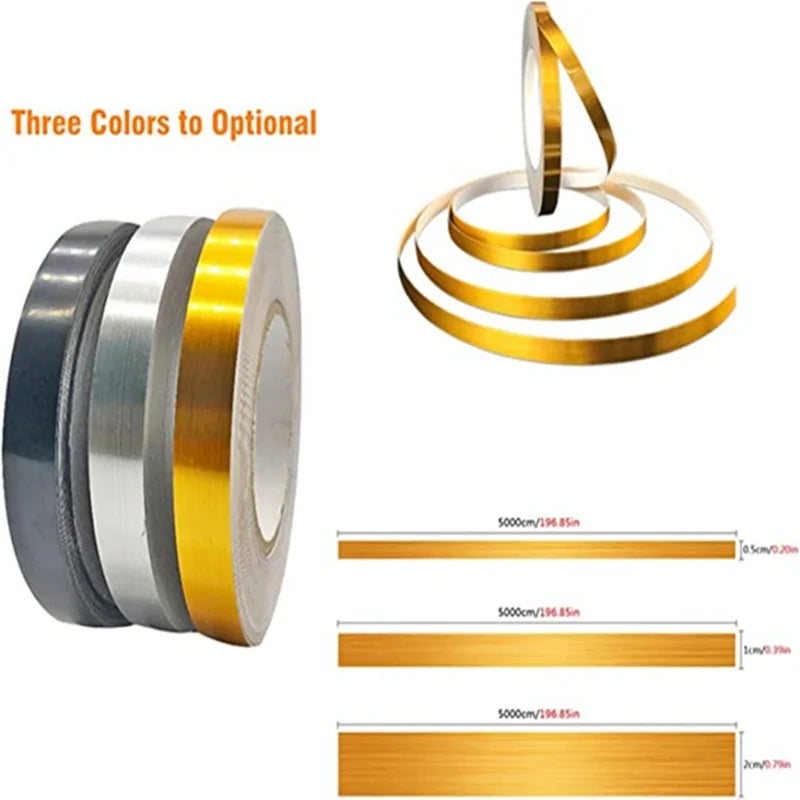 50M Gold Black Self-Adhesive Tile Stickers Tape - Waterproof Floor & Wall Gap Sealing Strip - Beautify Your Home with Tile Seam Sticker Decoration