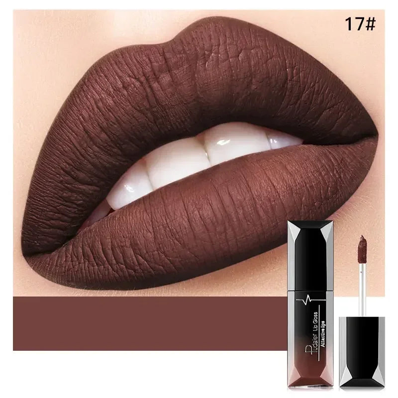 Pudaier Waterproof Matte Lip Gloss – Liquid Lipstick in Nude, Purple, Black Rose Shades