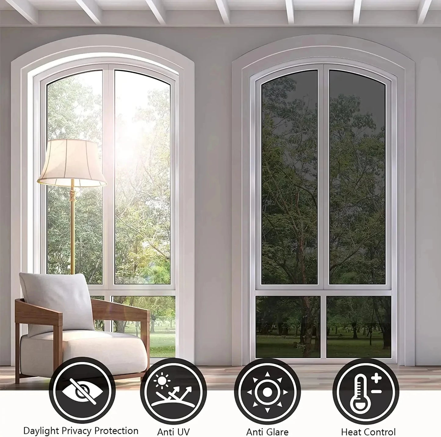 40-90CM Window Privacy Tint Film – Anti-Glare One-Way Mirror UV Vinyl Screen for Home