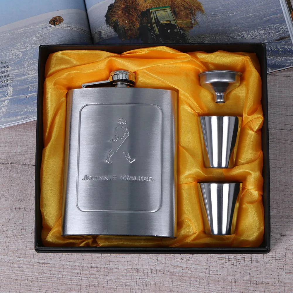 8oz Stainless Steel Hip Flask - Portable Pocket Whisky Flask with Gift Box, Outdoor Alcohol Container for Vodka and Drinks