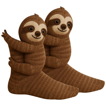 3D Knitted Animal Hug Socks - Cute Cozy Koala, Panda, Cat & Sloth Novelty Socks for Women