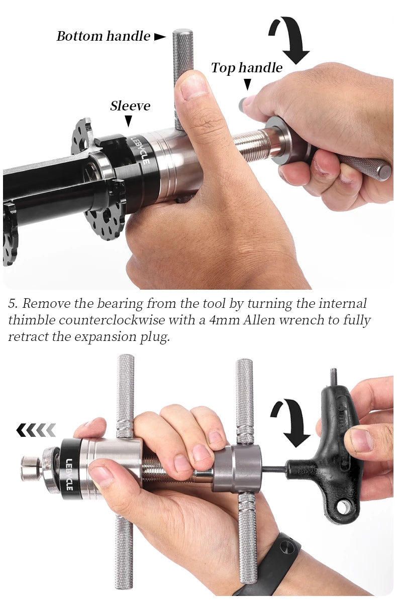 LEBYCLE Bike Hub Bearing Removal Tool — MTB & Road Bicycle Hub Tower Puller for Hub Repair