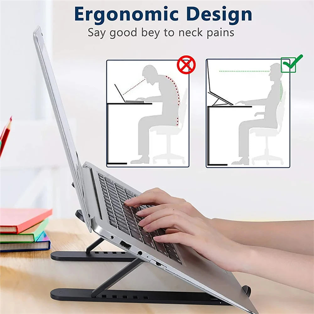 Foldable Adjustable Laptop Stand – Portable Ergonomic Notebook Holder for MacBook Air/Pro & Universal Laptops