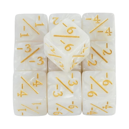 10pcs Six Sided Dice Set - D6 Counters +1/+1 & -1/-1 for Math Learning, Kids Arithmetic Toys and Card Game Accessories