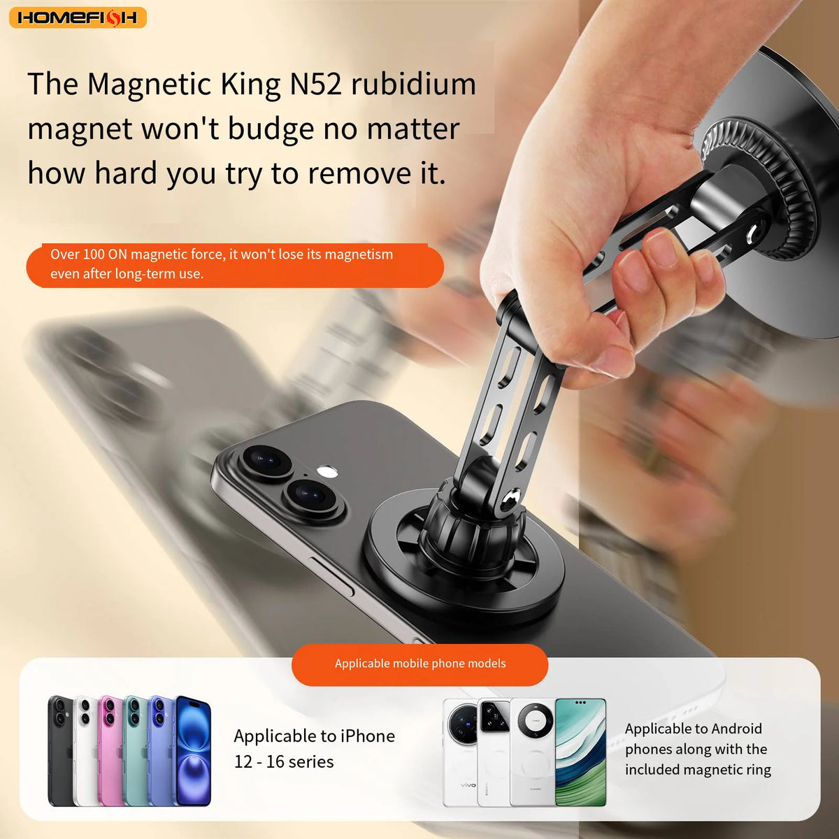 Portable Rotating Magnetic Phone Stand – MagSafe-Compatible Suction Desktop Holder for iPhone 17, 16, 15, 14, 13, and 12 Pro Max