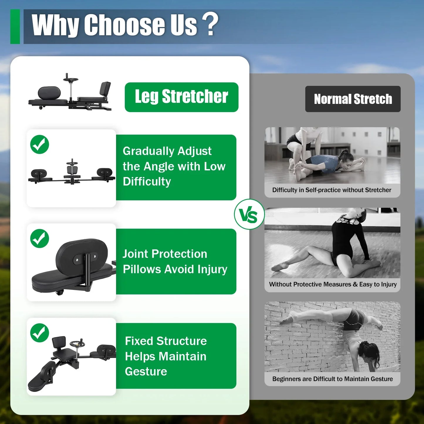 Leg Stretcher 3-Bar Leg Spreader – Heavy Duty Leg Split Machine for Flexibility & Stretching