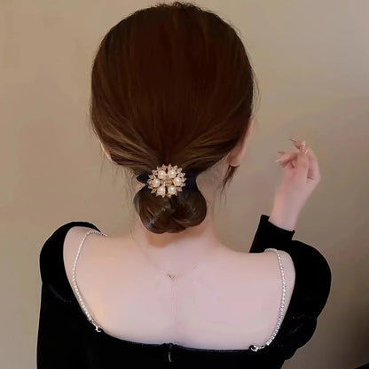 Rhinestone Hair Bands - 10-Piece Set of Elegant Embellished Elastic Hair Ties