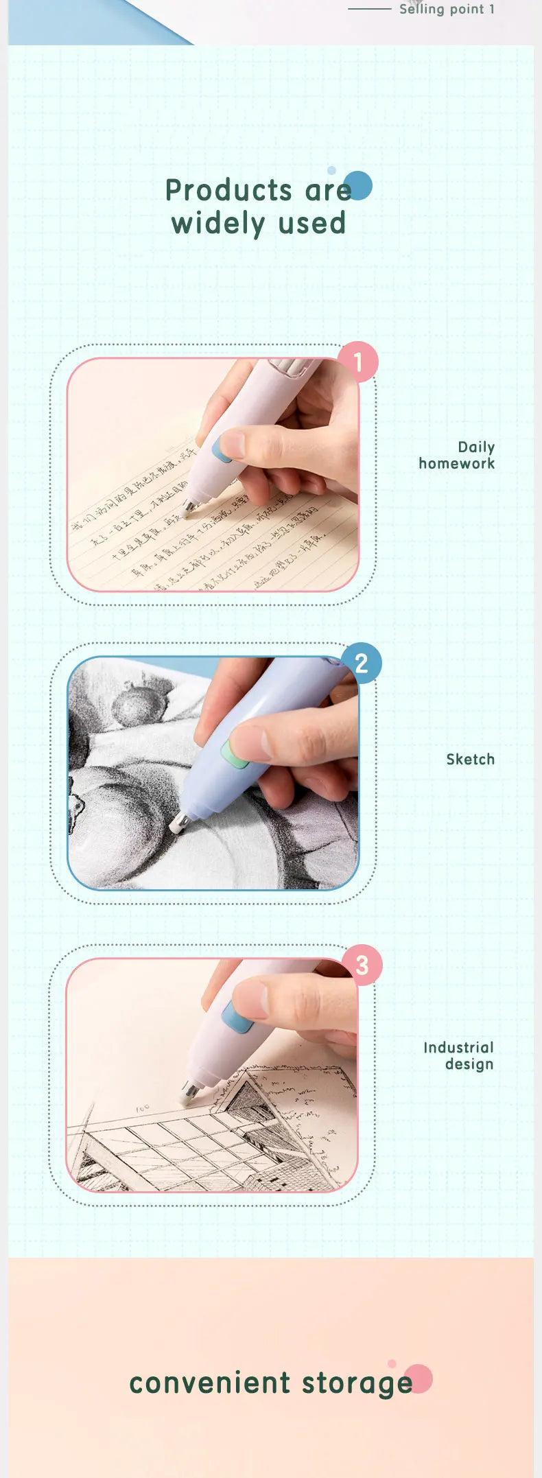 Electric Rubber Eraser Pen by Deli — Adjustable Auto Eraser for Writing, Sketching, and Drawing
