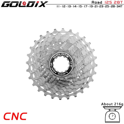 GOLDIX Ultralight CNC Road Bike Cassette — 11/12-Speed 28T-36T Sprocket for SHIMANO HG, K7 11S/12S