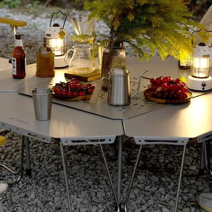 Homful Outdoor Multifunctional Stainless Steel Round Table – Foldable BBQ & Campfire Table for Camping