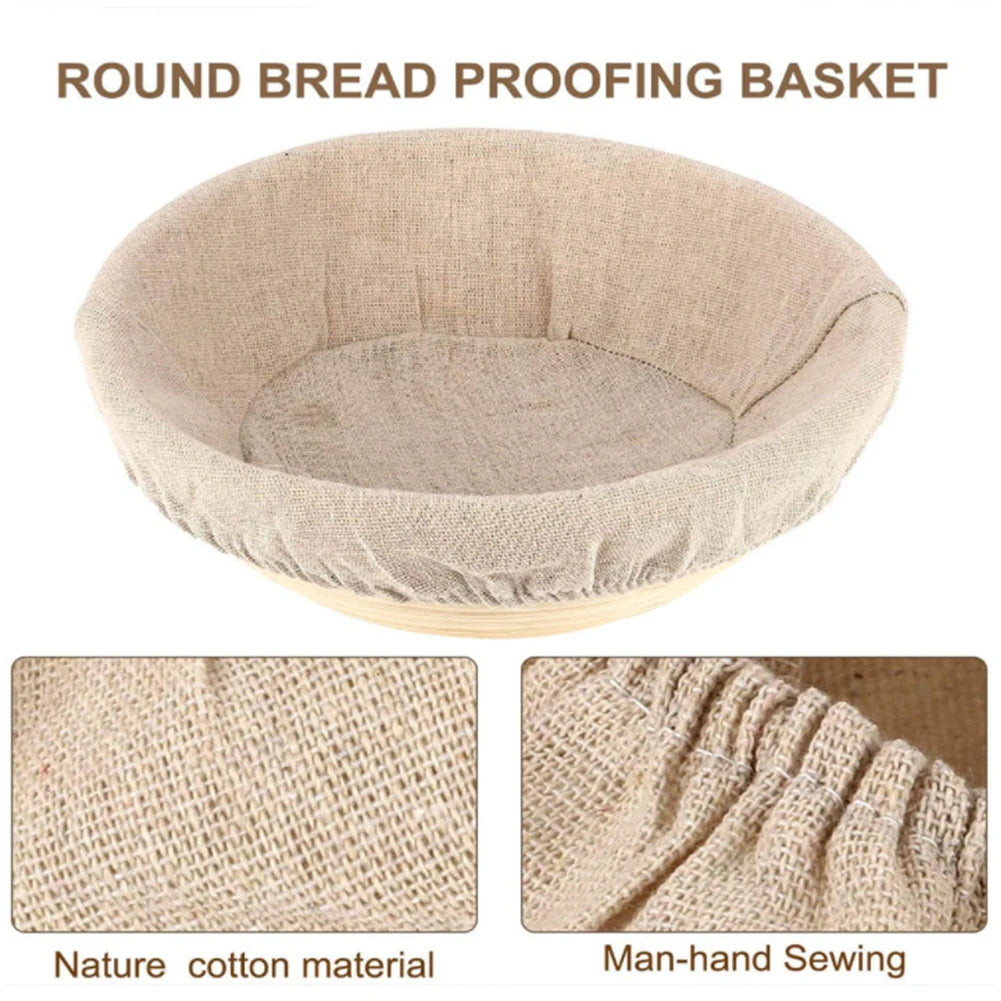 Fermented Linen Cloth Cover for Round Rattan Bread Proofing Basket - Bread Dough Banneton Flax Cloth Liner Bag