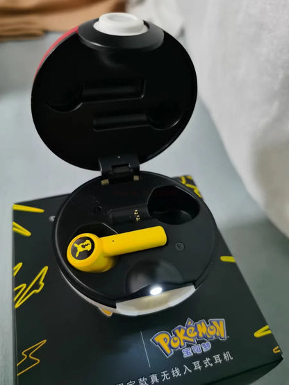 Pokémon Pikachu Wireless Bluetooth 5.0 Earphones – Noise Reduction Sport Headphones with Touch Control & Mic, Universal Gift