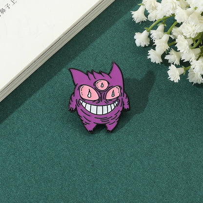 Gengar Cartoon Enamel Brooch — Anime Lapel Pin for Backpack Accessories, Fan Collection & Jewelry Gift